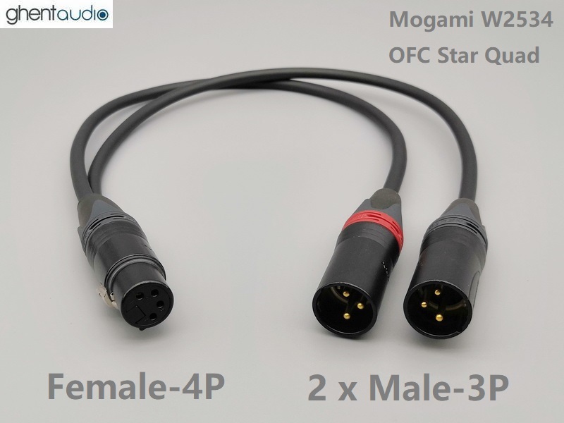 X11 --- Female-4P to 2 x Male-3P Mogami 2534 XLR Y-Cable