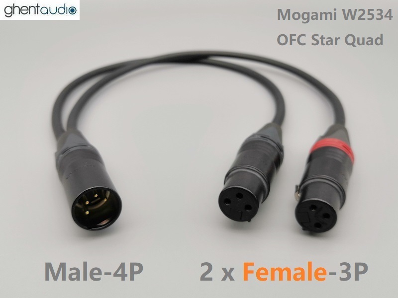 X12 --- Male-4P to 2 x Female-3P Mogami 2534 XLR Y-Cable