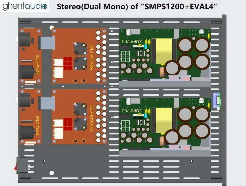 (D365c-S4) DIY Stereo(Dual-mono) Case-kit for SMPS1200+EVAL4