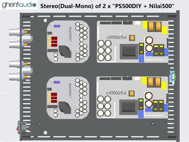 (D365c-S1) DIY Stereo(Dual-mono) Case-kit for 2 x "Nilai500 + PS500DIY"