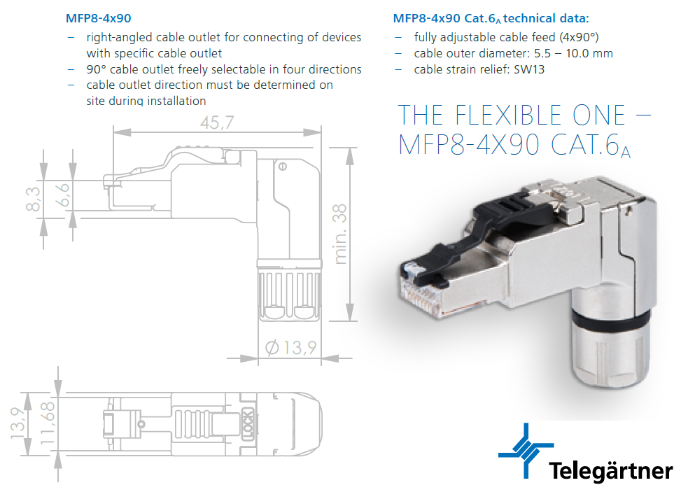 ET11(C) Belden 1303E CAT6a Ethernet Cable (Dual Right-Angle)