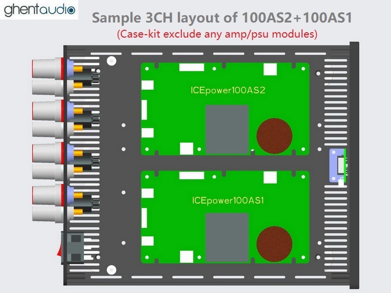 (B235b-T3) DIY 3CH Case-kit for ICEpower 100AS2+100AS1