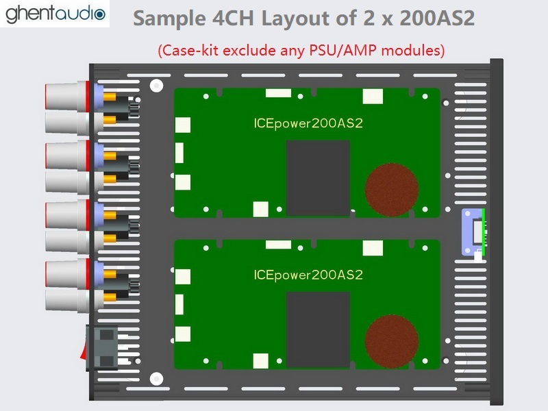 (B235b-Q2) DIY 4CH Case-kit for ICEpower 2 x 200AS2
