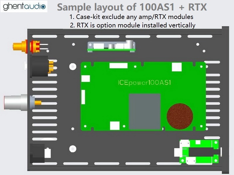 (A215-M3XR) DIY Mono Case-kit for ICEpower 100AS1 (RCA + XLR inputs)