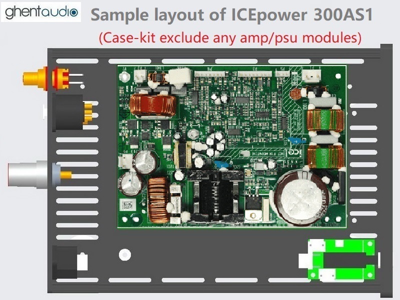 (A215-M6XR) DIY Mono Case-kit for ICEpower 300AS1 (RCA+XLR inputs)