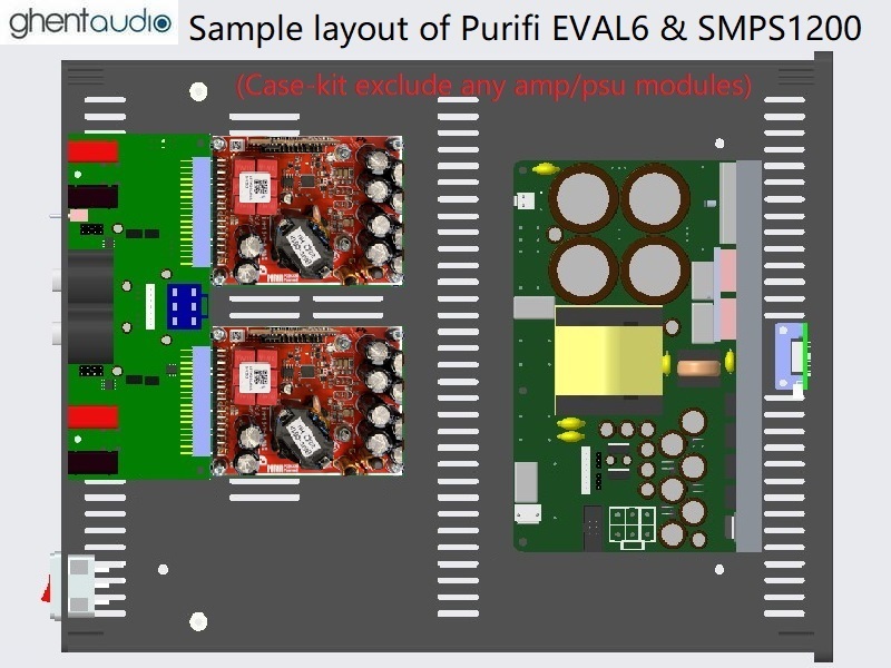 (C315a-S6A) DIY Stereo Case-kit for Purifi EVAL6 (Deltron Banana + ext. speakON)