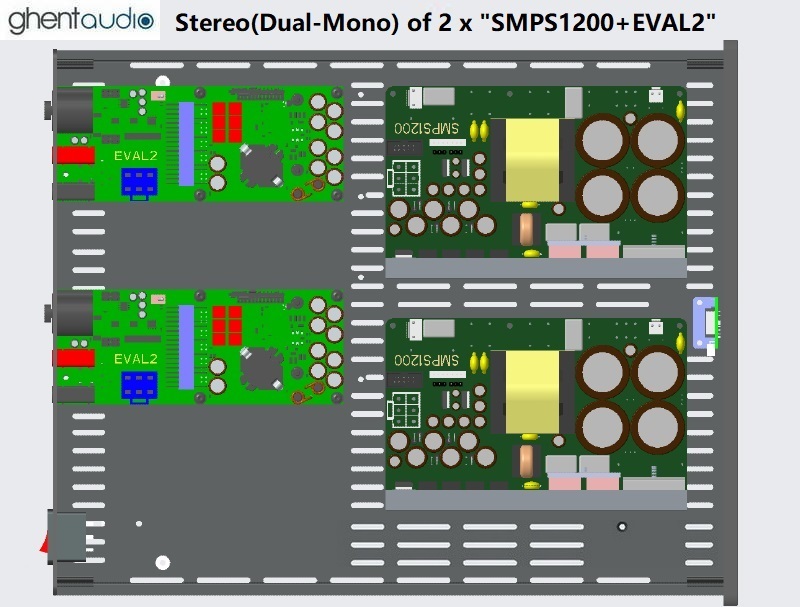 (D365c-S2) DIY Stereo(Dual-mono) Case-kit for 2 x "SMPS1200+EVAL2"