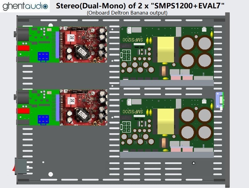 (D365c-S7A) DIY SE Case-kit for 2 x "SMPS1200+EVAL7" (Deltra Banana)