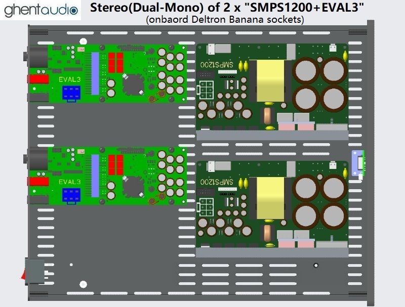(D365c-S3A) DIY SE Case-kit for 2 x "SMPS1200+EVAL3" (Deltron Banana)