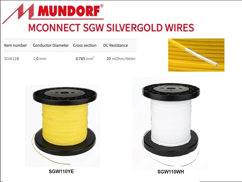 SGW110: Mundorf SilverGold 1.0mm (18AWG) PTFE Solid-Core Wire(1ft/0.3m)