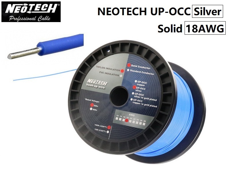 Neotech SOST-18 UP-OCC Silver Solid-Core 18AWG wire (1ft/0.3m)