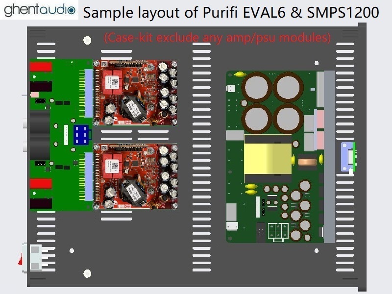(C315a-S6A) DIY Stereo Case-kit for Purifi EVAL6 (Deltron Banana + ext. speakON)