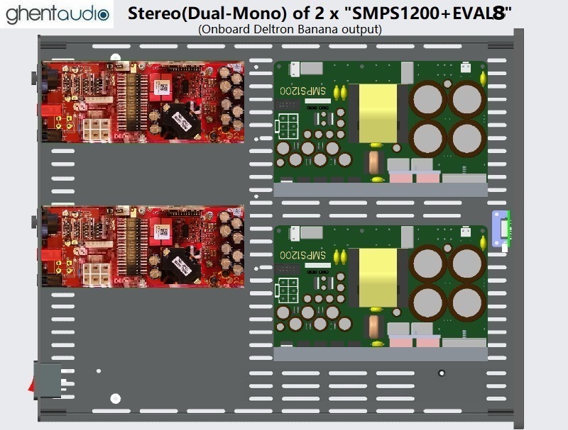 (D365c-S8A) DIY SE Case-kit for 2 x "SMPS1200+EVAL8" (Deltra Banana)