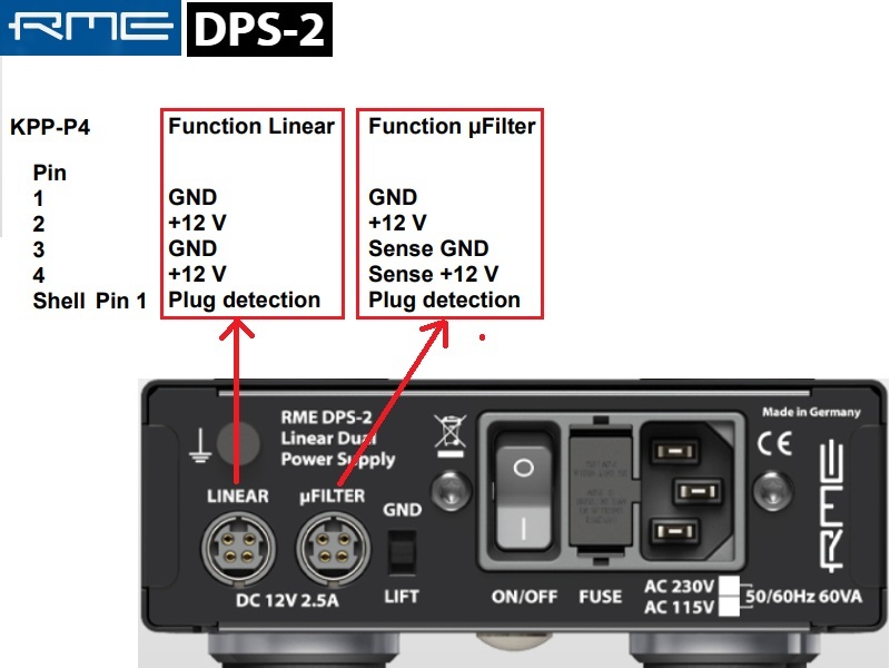 DC59 --- KPPX-4P Canare 4S6 DC cable for RME DPS-2