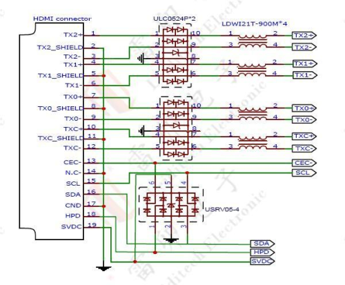 6.3 hdmi1.3 1.4 schéma de protection par filtrage électrostatique
