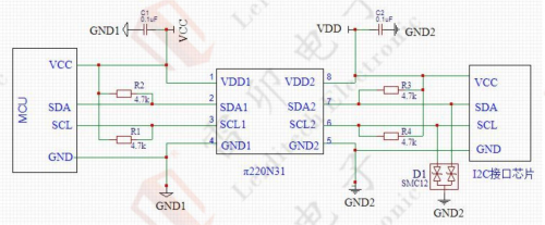24.1 isolation de l'interface I2C et schéma de protection électrostatique