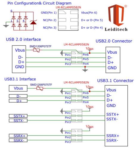 1.9 schéma de protection électrostatique pour l'interface usb2.0-usb3.1