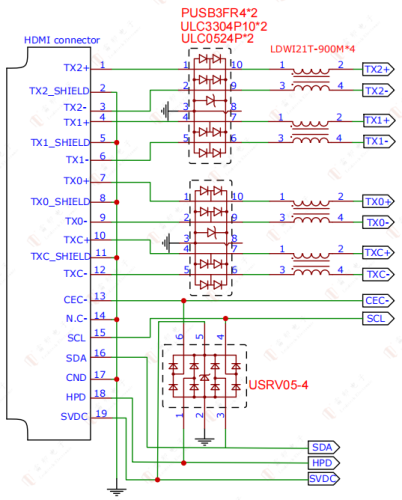 6.1 schéma de protection électrostatique hdmi2.0