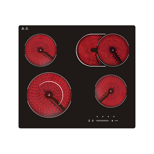60cm ceramic hob, 4 zones, mechanical thermostat, 6.6 kW, touch control, timer, 1m power cable, NO Plug item #EOHO-ATM466/FD