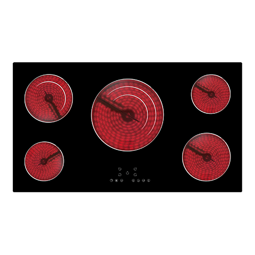 90cm ceramic hob, 5 zones, mechanical thermostat, 8.9 kW, touch control, timer, 1m power cable, NO Plug item #EOHO-ATM589/FD