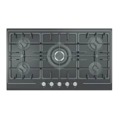 Built-in gas hob 900mm tempered glass 5 burners EMALL #EGH-G5081