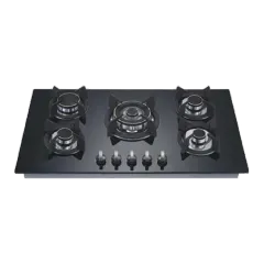 Built-in gas hob 900mm tempered glass 5 burners EMALL #EGH-G5053C