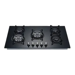 Built-in gas hob 900mm tempered glass 5 burners EMALL #EGH-G5056