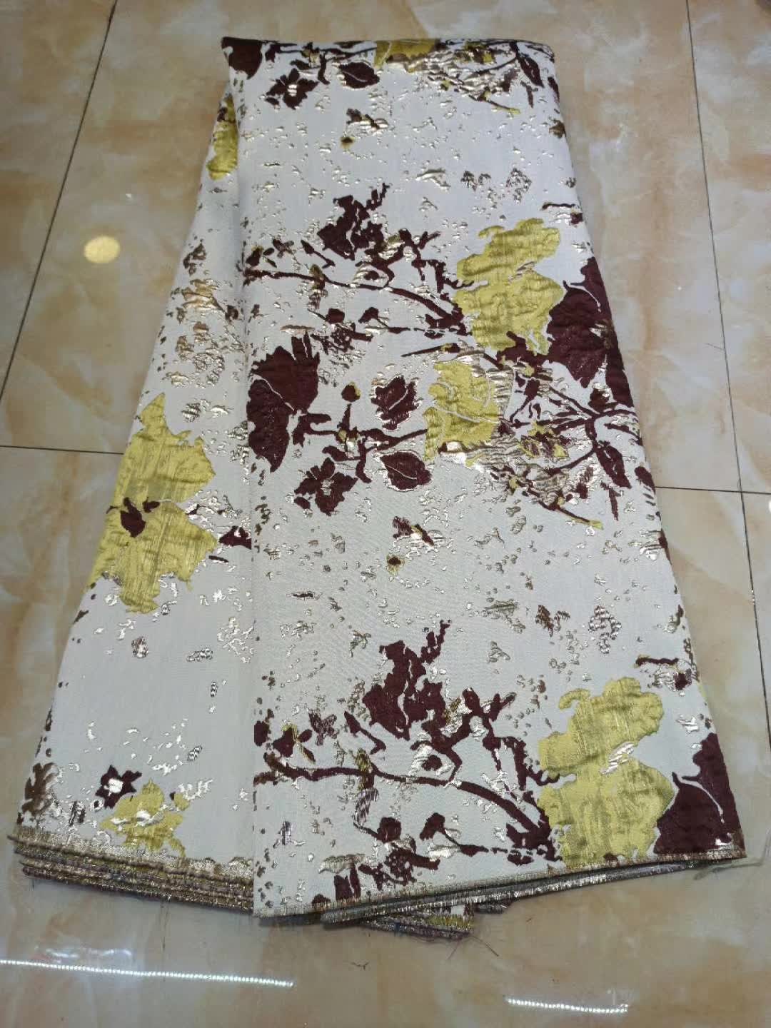 Latest Jacquard Fabric African Brocade Lace Tissu French Tulle Lace 5 Yards Fabric Brocade for Nigerian Women