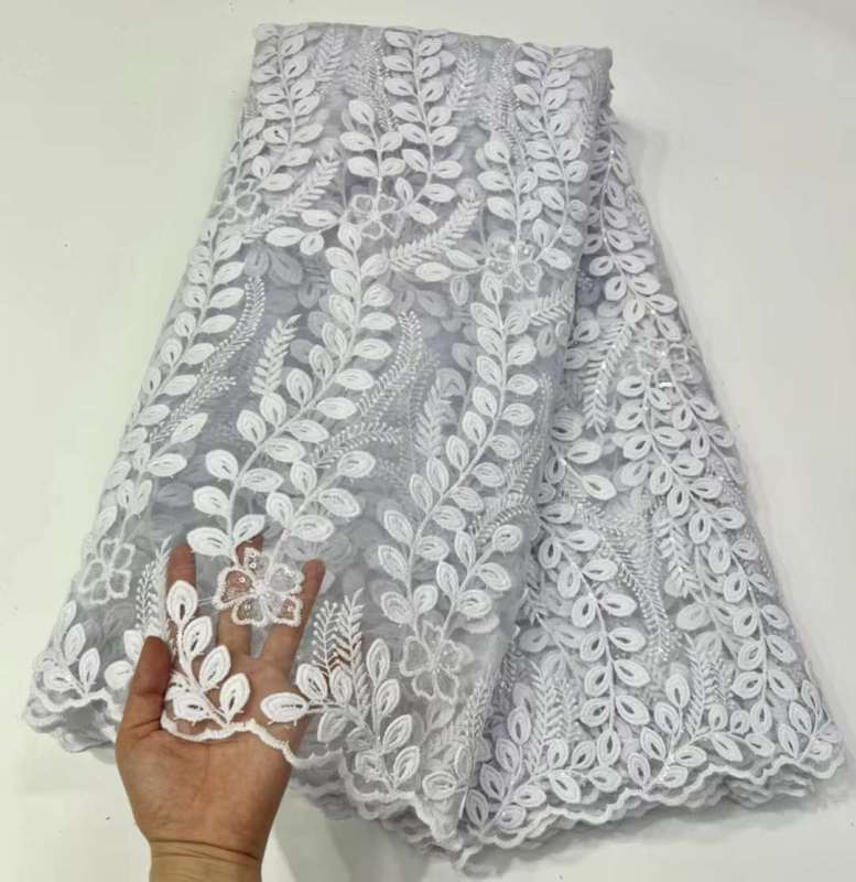Latest French Tulle Fabrics Lace African Cord Lace Wedding Dress Bridal Lace Trim Material For Dresses Wedding