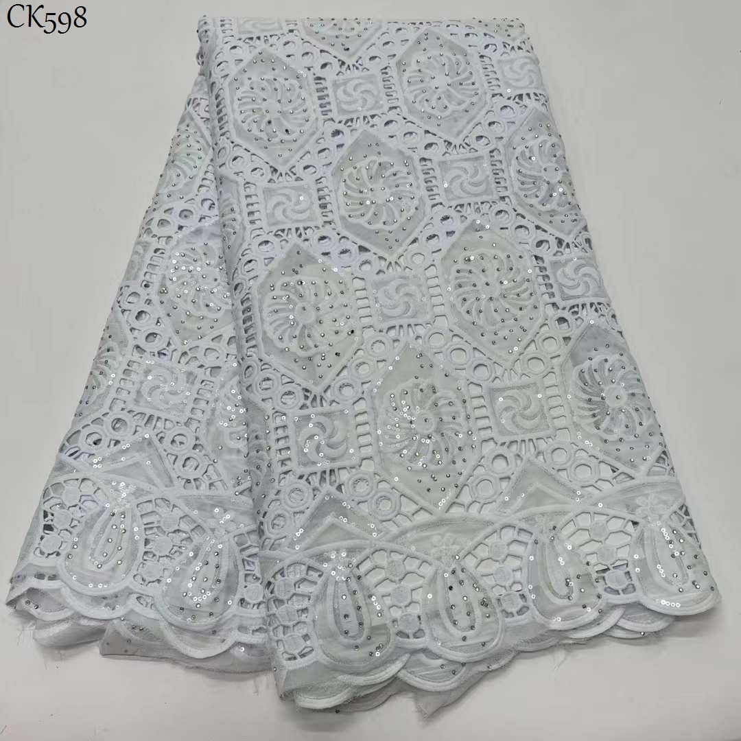 African Fashion Nigerian Cord Lace Bridal Chiffon Matreial French Mesh Lace With Sequins Nigerian Wedding Asoebi Lace Material