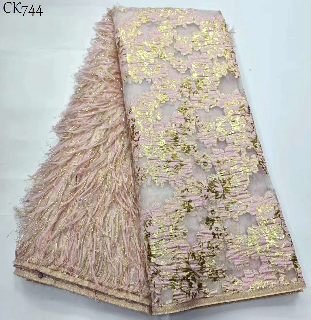 African Brocade Fabric Latest Nigerian French Jacquard Lace Dubai Style Lace Fabric for Wedding Party