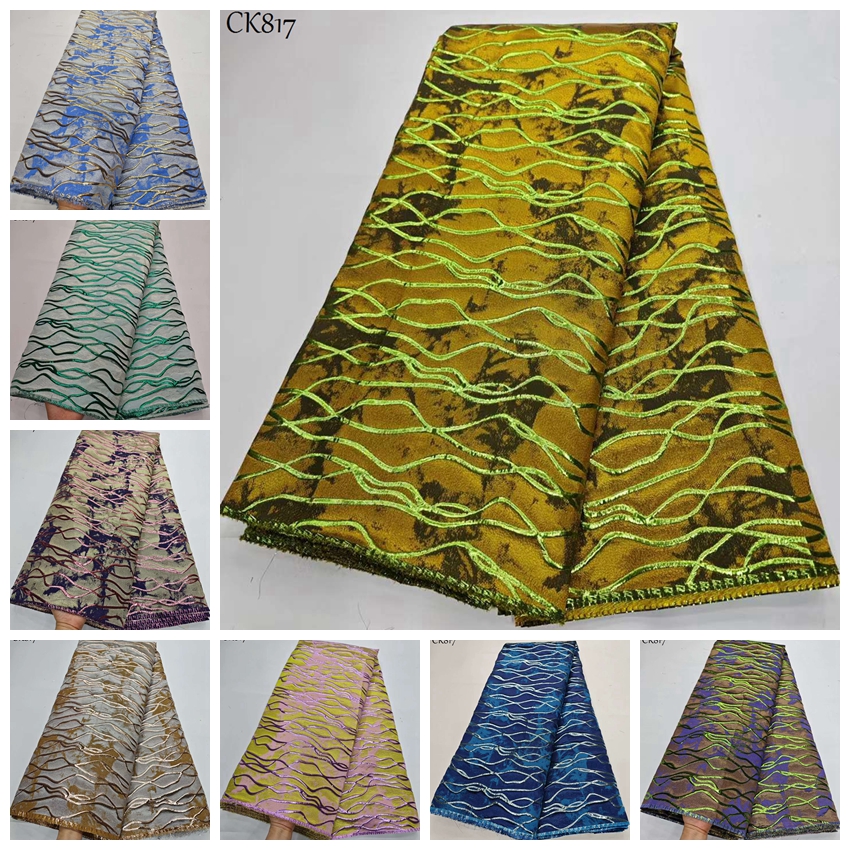 Jacquard Fabric Best Selling African Sewing Materials Brocade Nigerian Tulle Lace Fabric Tissu Brocade For Gown
