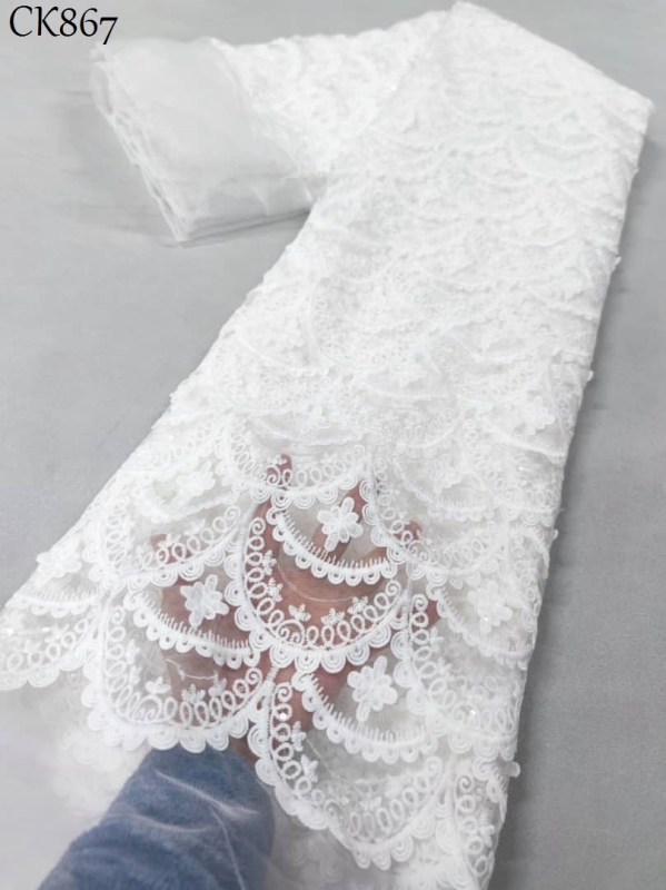 Latest French Tulle Fabrics Lace African Cord Lace Wedding Dress Bridal Lace Trim Material For Dresses Wedding