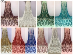 Luxury French Tulle Fabrics Sequins Lace Exquisite Material For Bridal Clothing Dresses Wedding