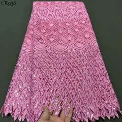 Cord Lace Fabrics Nigerian Guipure Material For African Clothing With Sequins For Party