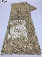 Muti Color Wedding Beaded Lace Hot Sale Mesh Fabrics With Shining Sequins For Evening Dress