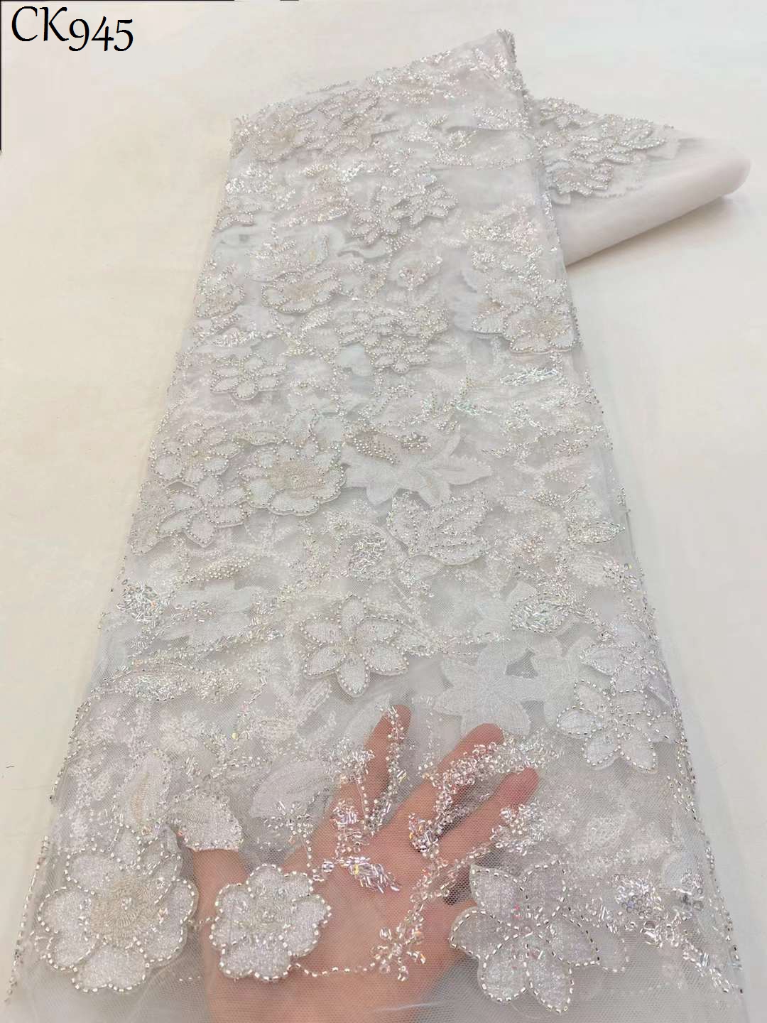 Hot Sale Tulle Sequin Fabrics Beaded Lace Nigerian Bridal Gown Dress Lace