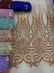 Embroidered Applique African Beaded Lace Hot Sale French Tulle Lace Net Fabric With Sequin Material