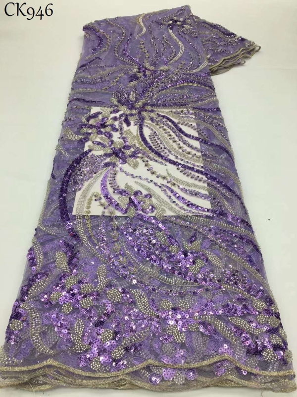 Muti Color Wedding Beaded Lace Hot Sale Mesh Fabrics With Shining Sequins For Evening Dress