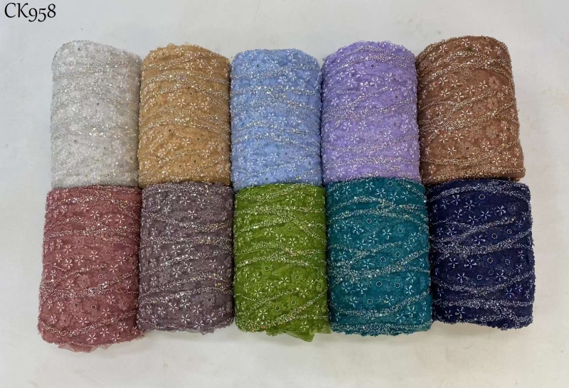 High Quality Heavy Industry Bead Tube Sequin Lace Bridal Fabrics For Wedding Party Dress