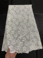 Latest Nigerian Lace Dresses Wedding Trim Material Fabrics Sequins Net Lace For simple wedding dresses