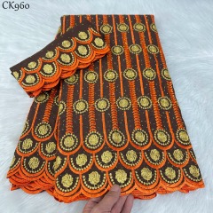 Newest African Swiss Lace Cotton With Rhinestones Fabrics With French Material Voile Lace For Party Dresses Clothing
