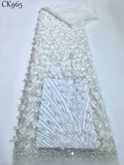 Elegant Beaded Lace Embroidery Sequins Lace Fabric For Wedding Party Dress