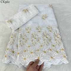Fashion Exquisite Swiss 100%Cotton Lace Fabrics Wedding Gown Lace Nigeria Embroidery Tulle French Lace Fabrics For Dresses Wedding