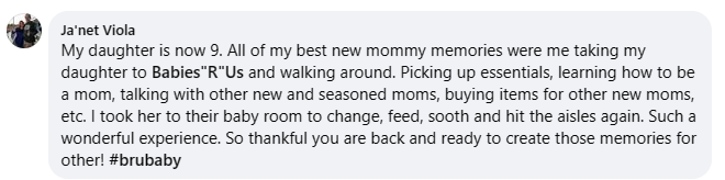 Comments from BabiesRus fans on facebook