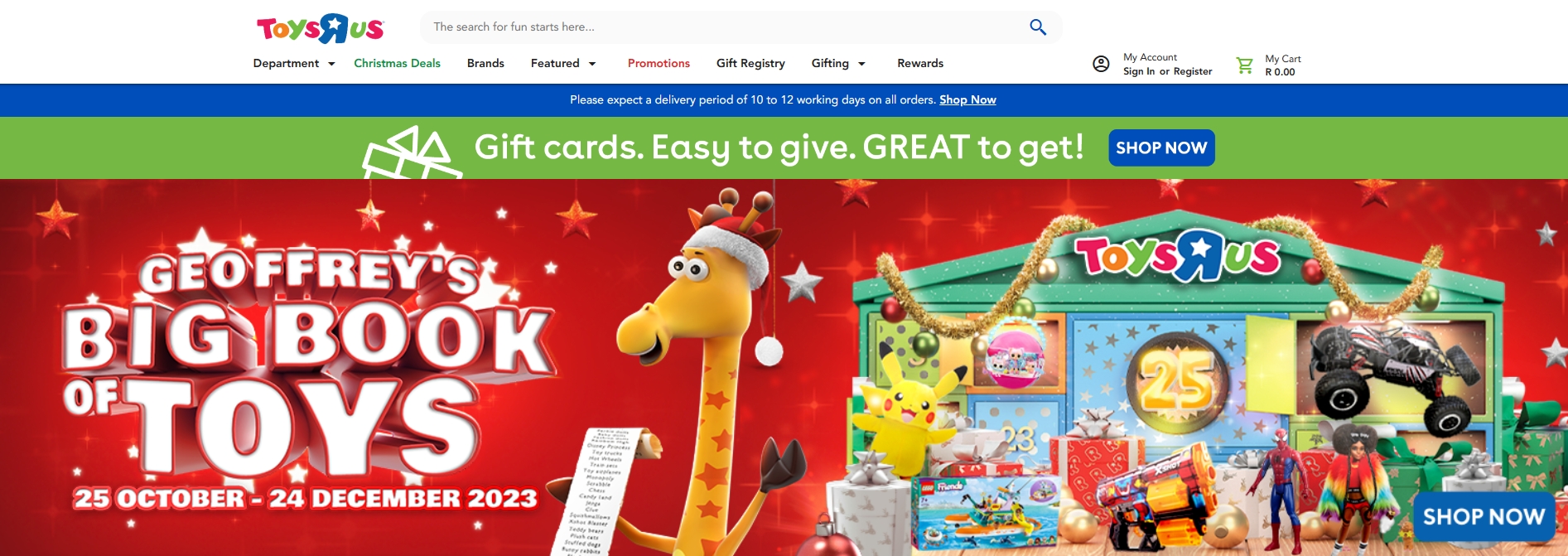 Toys Rus Online Shop website