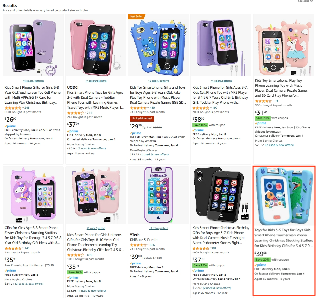 Hot sell kid smart phone toys list from amazon