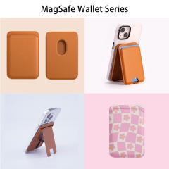 PU Leather Phone Stand with foldable Magnetic Card Holder Manufacturer