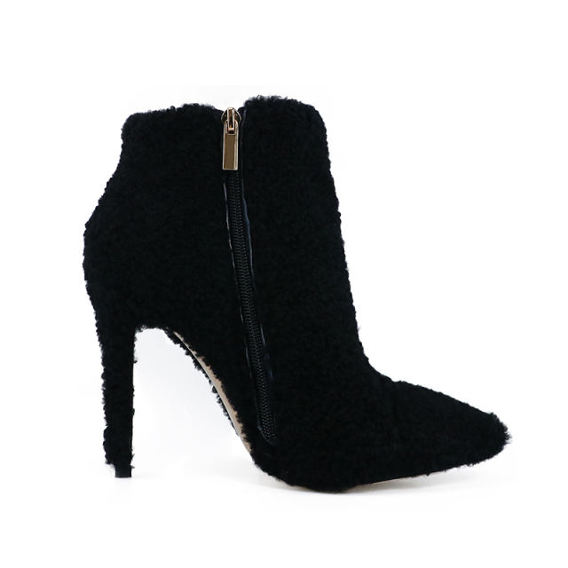Nelly Yellow Shearling Ankle Boots Heeled Booties