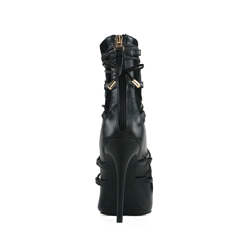 Kama Black Cow Leather Black Suede Ankle Boots